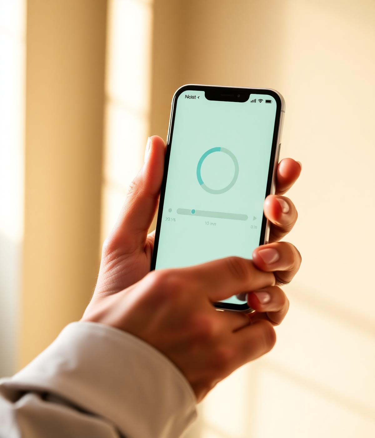 A person holding a phone with the Flourish360 daily check-in