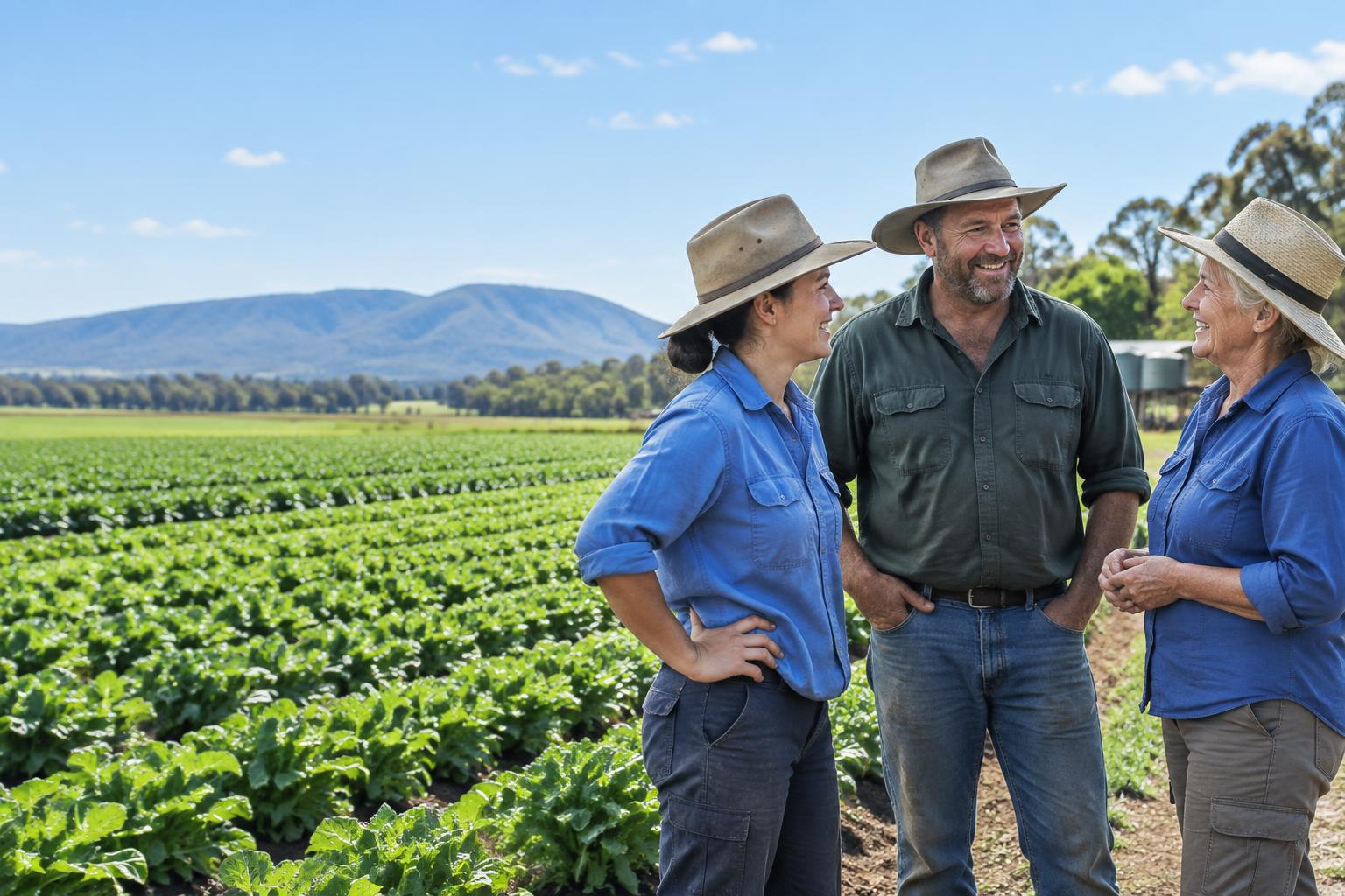 Illustrative farm team conversation in Queensland