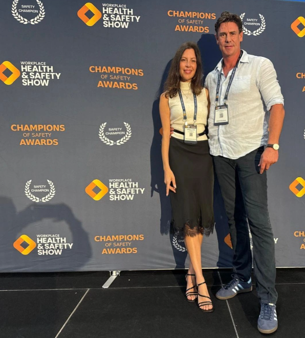 Co-founders Leneila Lynne and Justin Koschitzke at the Champions of Safety Awards, Brisbane
